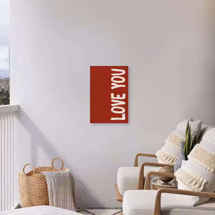 Schuin - Loveyou - Rood Tuinposter op houten frame 2 cm dik klein -sfeer1