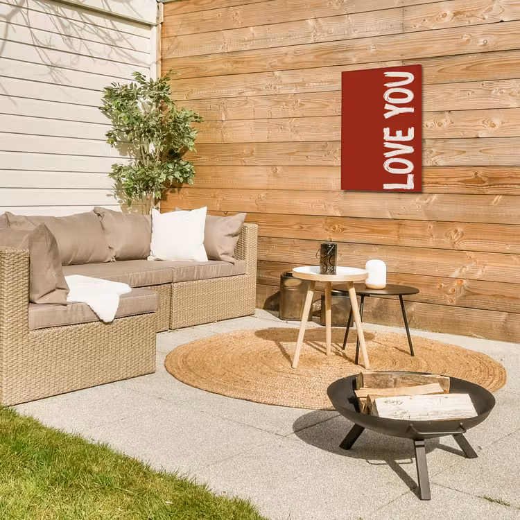 Schuin - Loveyou - Rood Tuinposter op houten frame 2 cm dik klein -sfeer2