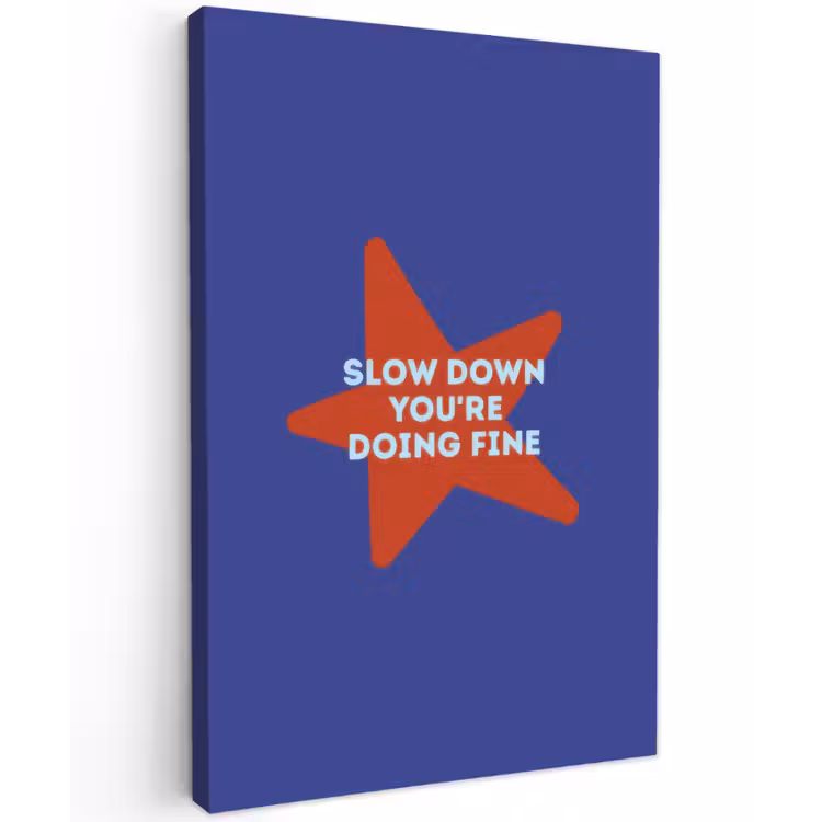 Slow down you're doing fine - Ster - Blauw Tuinposter op houten frame 2 cm dik klein -3d