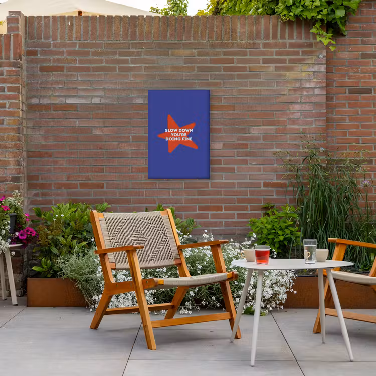 Slow down you're doing fine - Ster - Blauw Tuinposter op houten frame 2 cm dik klein -sfeer3