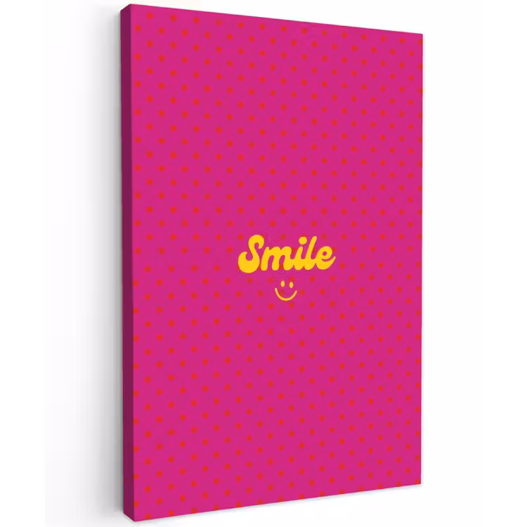 Smile - Stippen - Roze Tuinposter op houten frame 2 cm dik klein -3d