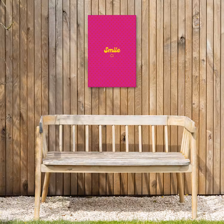 Smile - Stippen - Roze Tuinposter op houten frame 2 cm dik klein -sfeer4