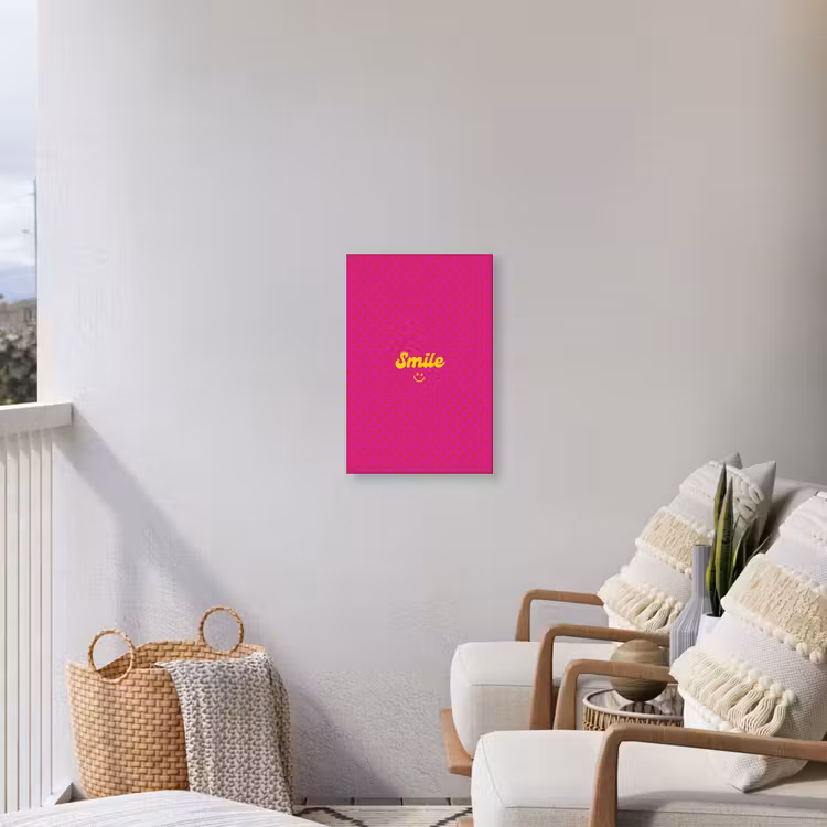 Smile - Stippen - Roze Tuinposter op houten frame 2 cm dik klein -sfeer1