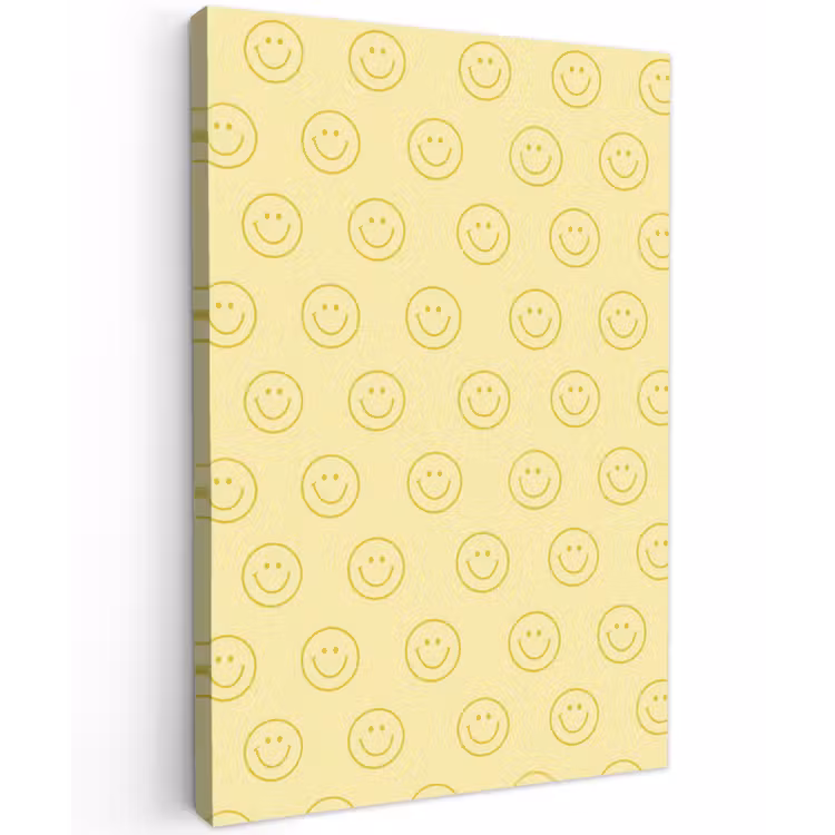 Smileys - Patroon - Retro - Zachtgeel Tuinposter op houten frame 2 cm dik klein 841 -3d