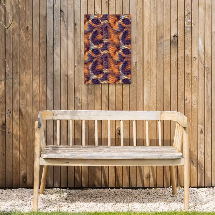 Slang - Kleurrijk - Schubben Tuinposter op houten frame 2 cm dik klein 841 -sfeer4