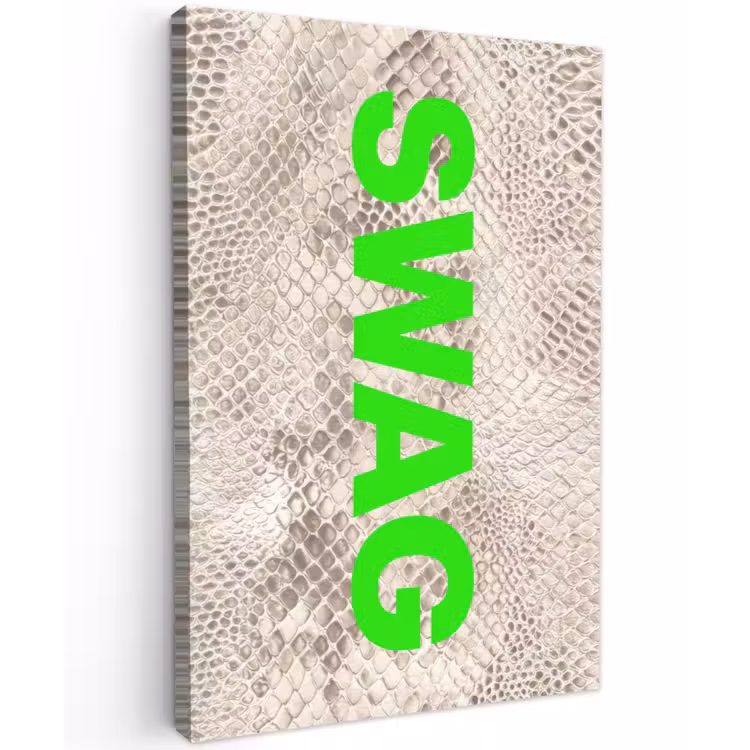 Slangenprint - SWAG - Neon - Groen Tuinposter op houten frame 2 cm dik klein -3d