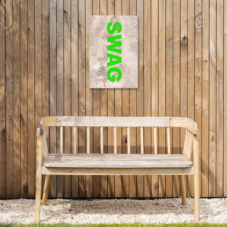Slangenprint - SWAG - Neon - Groen Tuinposter op houten frame 2 cm dik klein -sfeer4