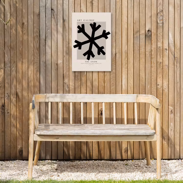 Sneeuwvlok - Kerstmis - Zwart - Feestdagen Tuinposter op houten frame 2 cm dik klein -sfeer4