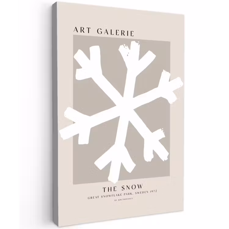 Sneeuwvlok - Wit - Winter - Kerst Tuinposter op houten frame 2 cm dik klein -3d
