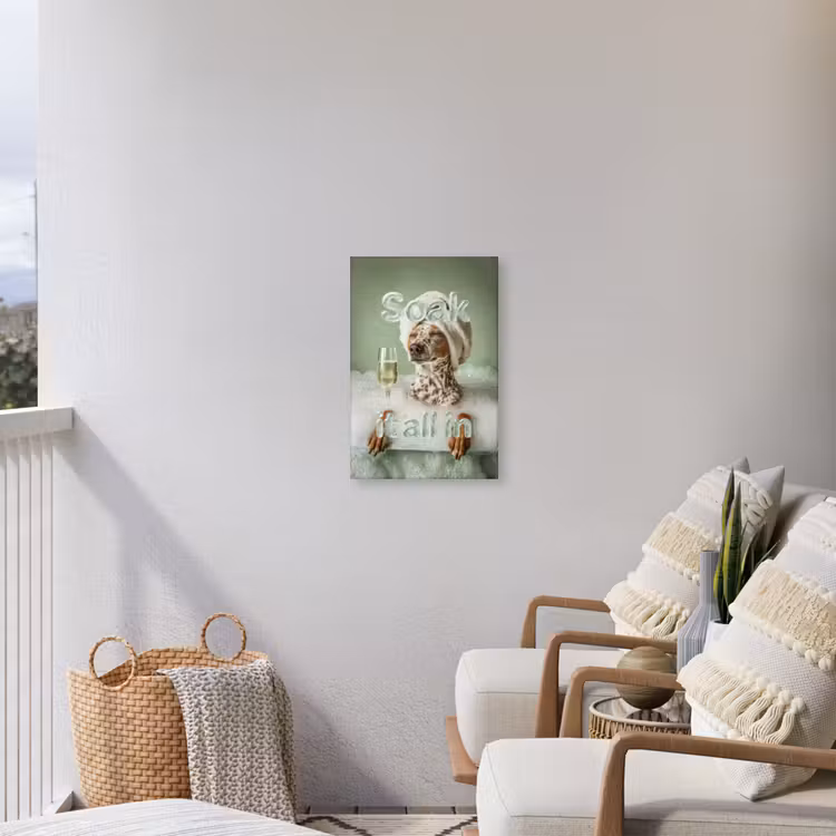 Soak it all in - Hond - Bad Tuinposter op houten frame 2 cm dik klein -sfeer1