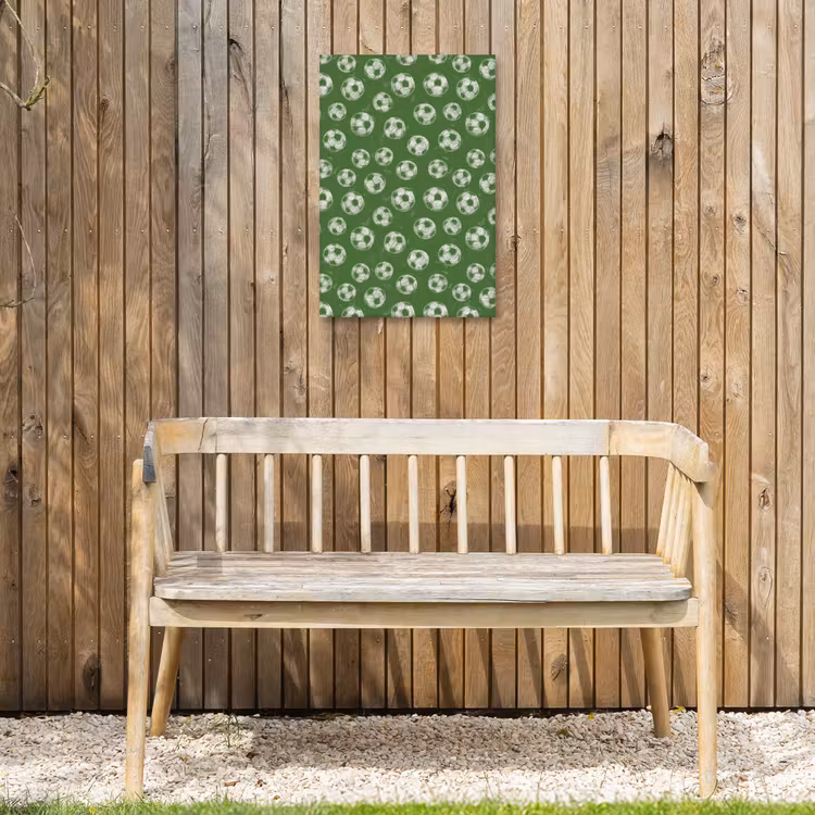 Voetbal - Sport - Groen Tuinposter op houten frame 2 cm dik klein 841 -sfeer4