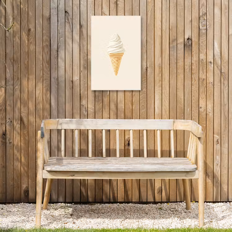 Softijs - Hoorntje - Wit Tuinposter op houten frame 2 cm dik klein -sfeer4
