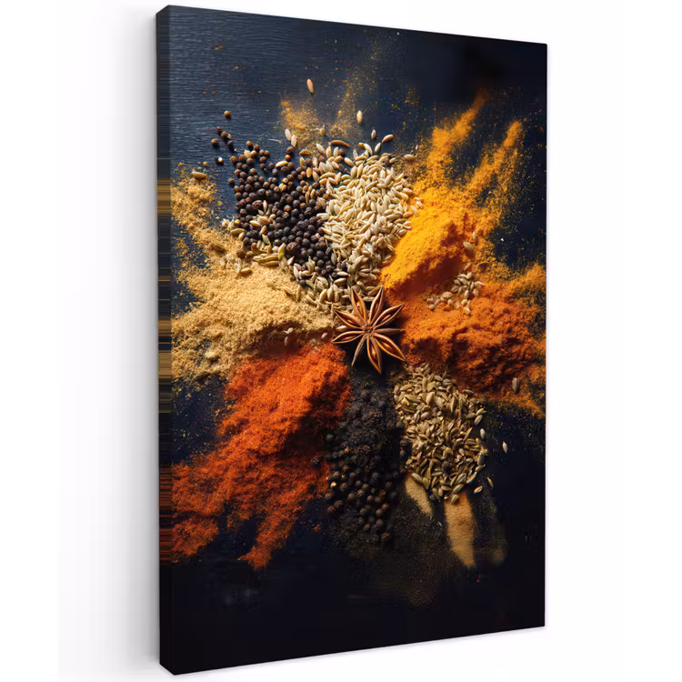 Specerijen - Explosie - Oranje Tuinposter op houten frame 2 cm dik klein -3d