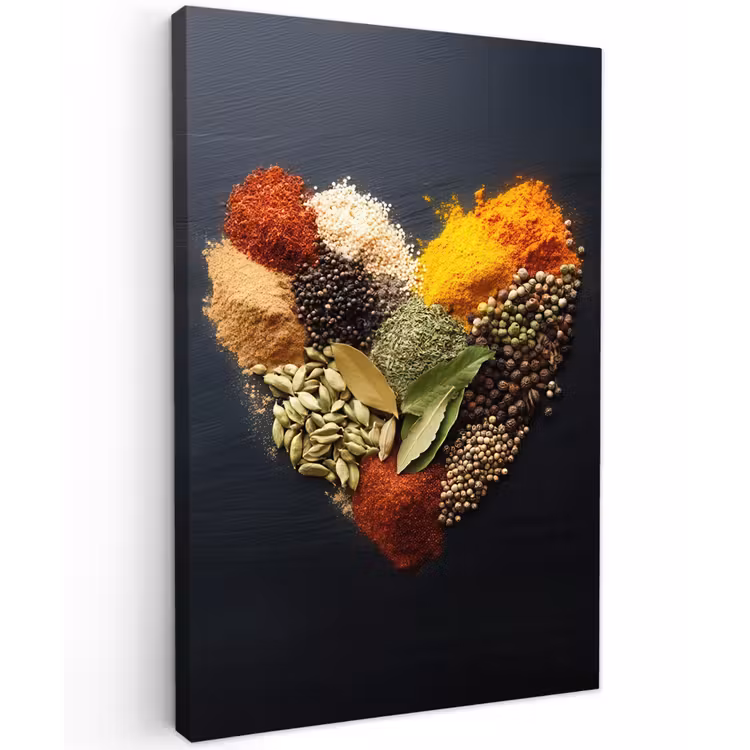 Specerijen - Mix - Hartvorm - Zwart Tuinposter op houten frame 2 cm dik klein -3d
