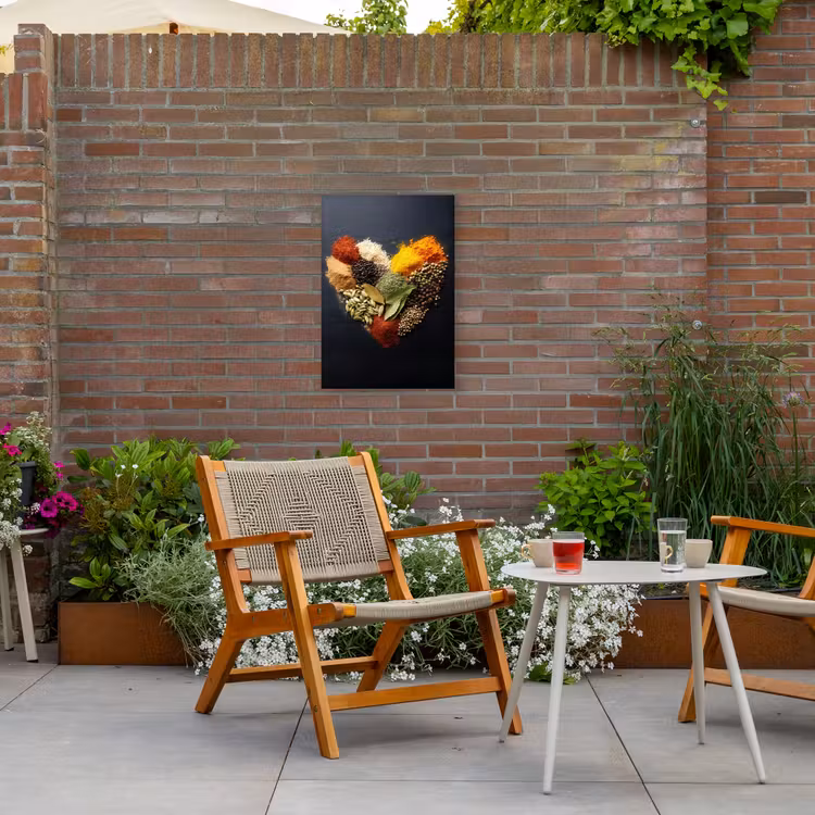 Specerijen - Mix - Hartvorm - Zwart Tuinposter op houten frame 2 cm dik klein -sfeer3