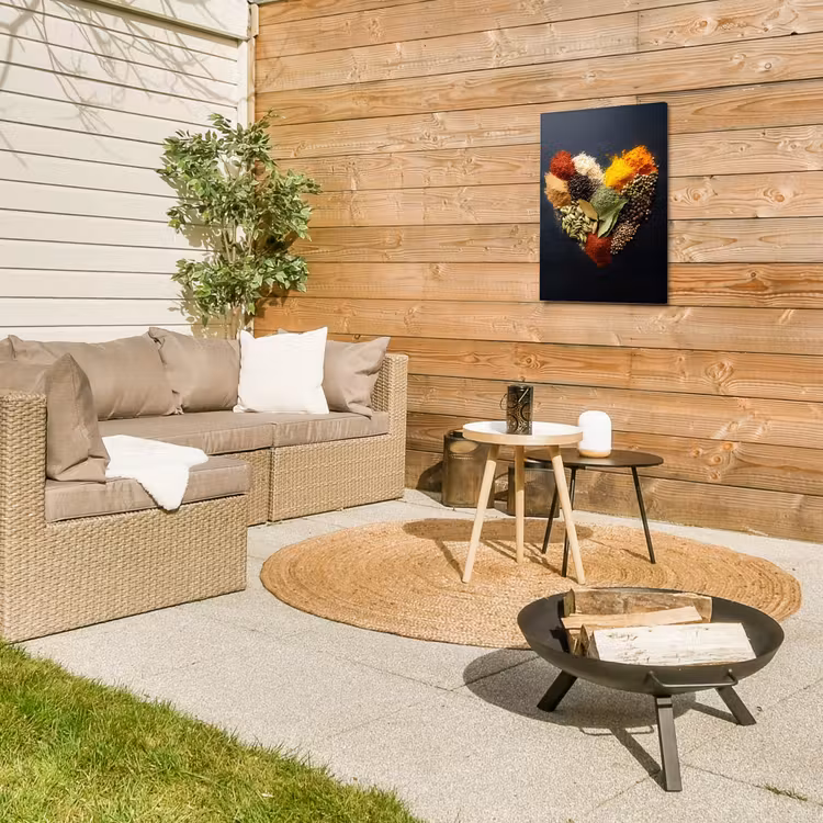 Specerijen - Mix - Hartvorm - Zwart Tuinposter op houten frame 2 cm dik klein -sfeer2