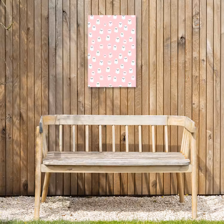 Spookjes - Patroon - Roze Tuinposter op houten frame 2 cm dik klein 841 -sfeer4