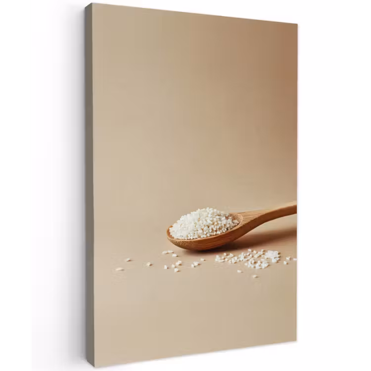 Lepel - Rijst - Hout - Beige Tuinposter op houten frame 2 cm dik klein -3d