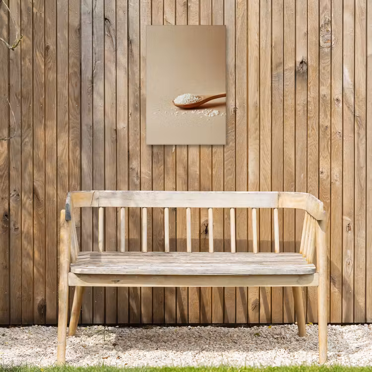 Lepel - Rijst - Hout - Beige Tuinposter op houten frame 2 cm dik klein -sfeer4