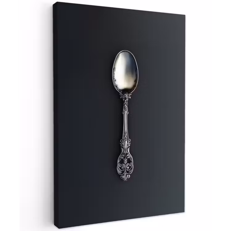 Lepel - Zilver - Metaal Tuinposter op houten frame 2 cm dik klein -3d