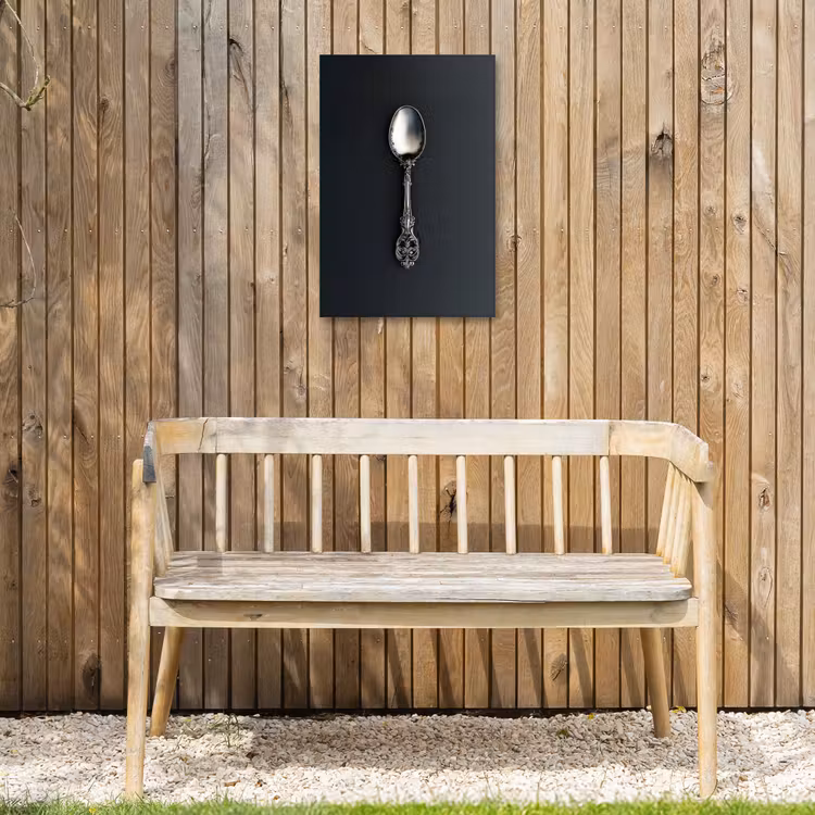 Lepel - Zilver - Metaal Tuinposter op houten frame 2 cm dik klein -sfeer4