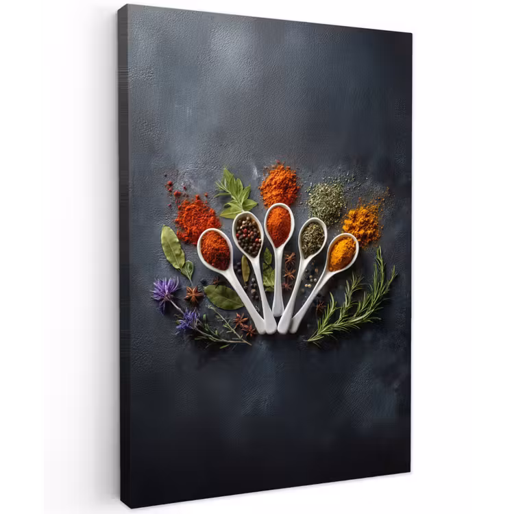 Lepels - Wit - Poeder - Kruiden Tuinposter op houten frame 2 cm dik klein -3d