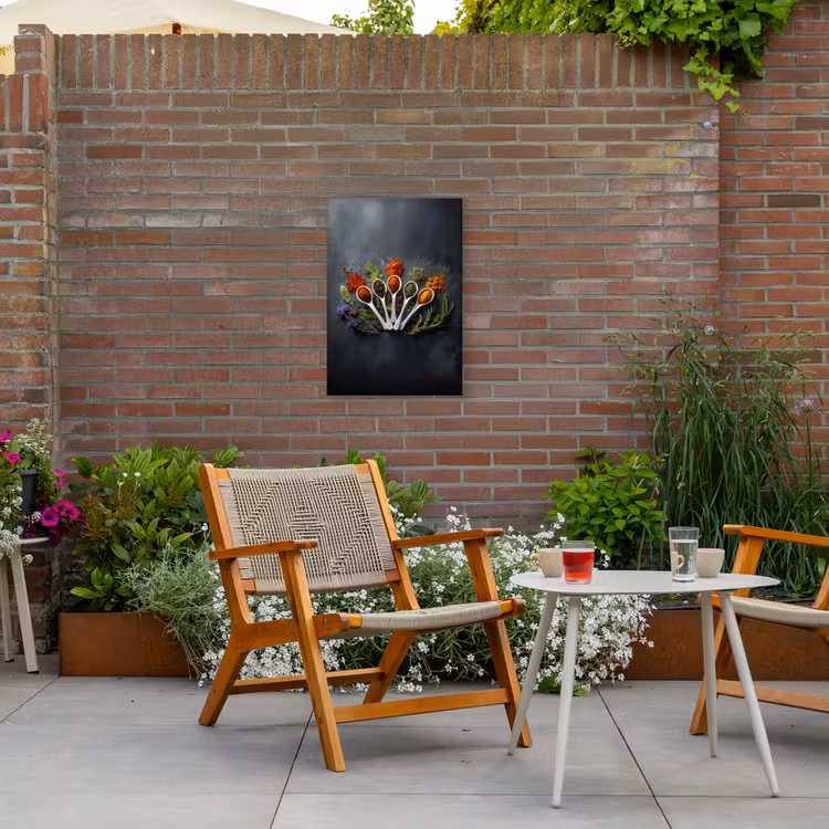 Lepels - Wit - Poeder - Kruiden Tuinposter op houten frame 2 cm dik klein -sfeer3