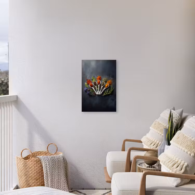 Lepels - Wit - Poeder - Kruiden Tuinposter op houten frame 2 cm dik klein -sfeer1