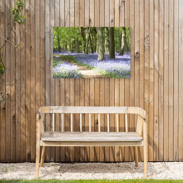 Lente bos met blauwe bloemen Tuinposter op houten frame 2 cm dik middel -sfeer4
