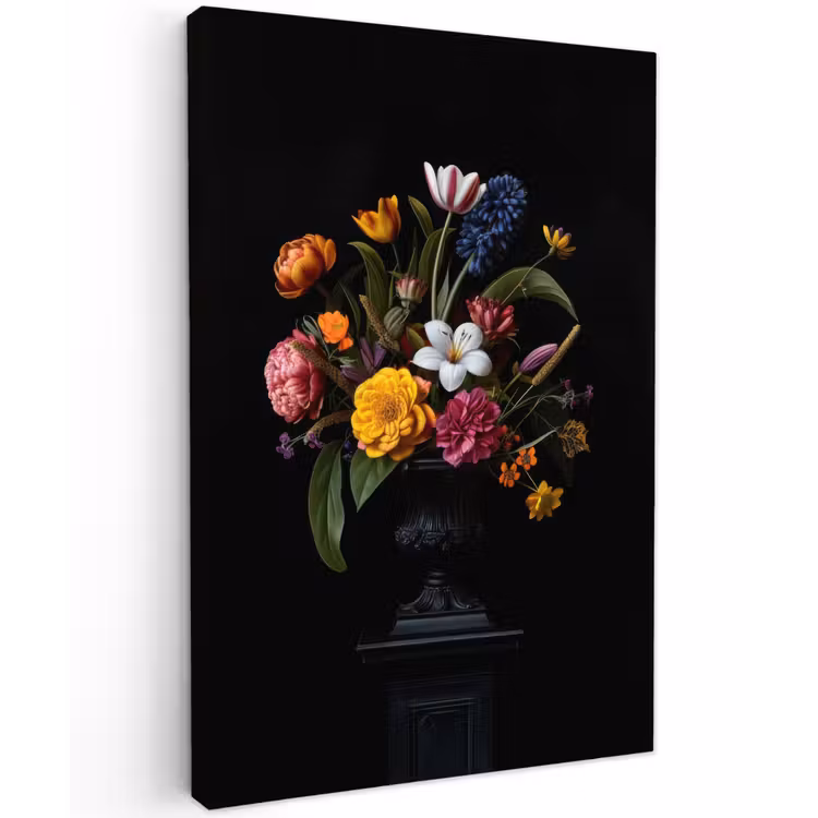 Lente - Bloemen - Klassiek - Vaas Tuinposter op houten frame 2 cm dik klein -3d