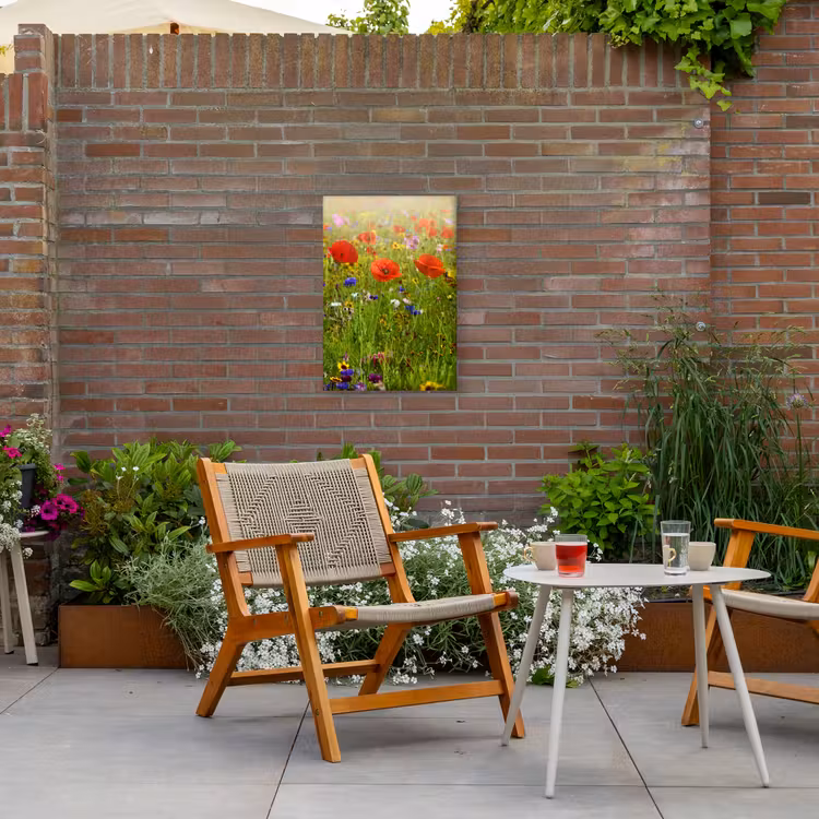 Lente - Bloemen - Rood - Klaproos - Gras - Groen Tuinposter op houten frame 2 cm dik klein -sfeer3