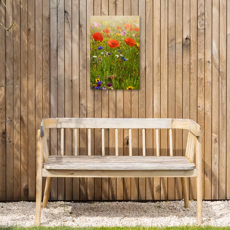 Lente - Bloemen - Rood - Klaproos - Gras - Groen Tuinposter op houten frame 2 cm dik klein -sfeer4
