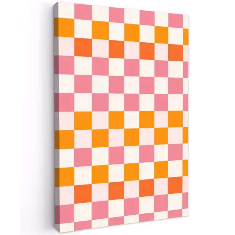 Vierkant - Patroon - Oranje Tuinposter op houten frame 2 cm dik klein 841 -3d