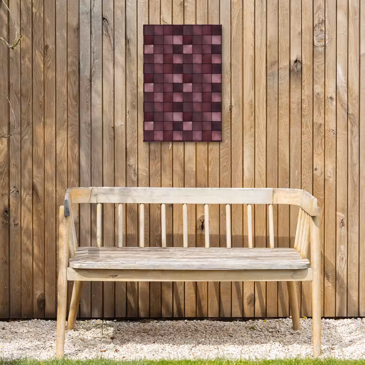 Vierkant - Tegel - Patroon - Paars Tuinposter op houten frame 2 cm dik klein 841 -sfeer4