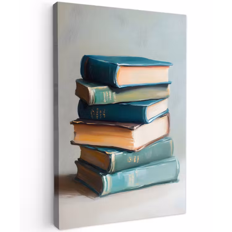 Stapel - Boeken - Groen - Daglicht Tuinposter op houten frame 2 cm dik klein -3d