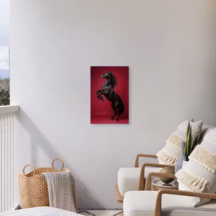 Hengst - Steigert - Rood Tuinposter op houten frame 2 cm dik klein -sfeer1