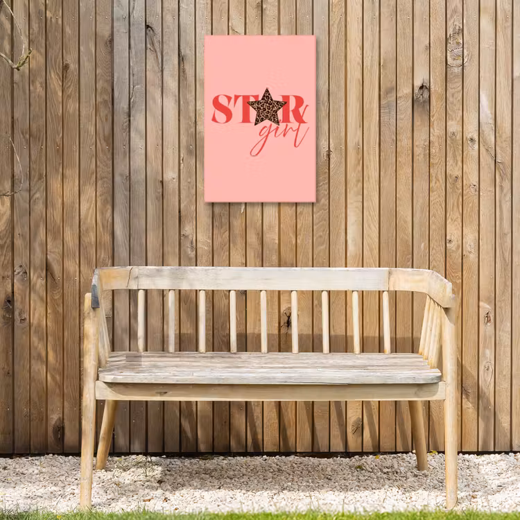 Star girl - Roze - Panter - Ster Tuinposter op houten frame 2 cm dik klein -sfeer4