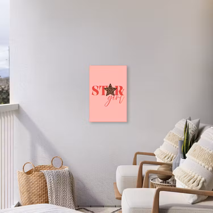 Star girl - Roze - Panter - Ster Tuinposter op houten frame 2 cm dik klein -sfeer1
