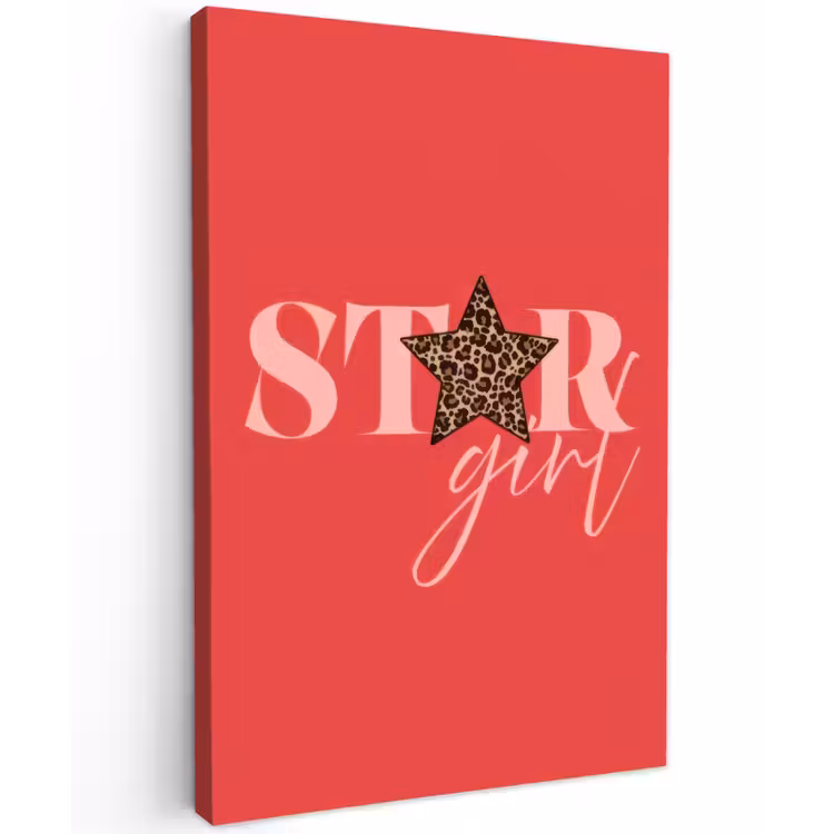 Star girl - Rood - Panter - Ster Tuinposter op houten frame 2 cm dik klein -3d