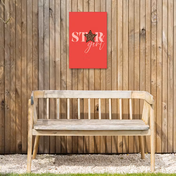 Star girl - Rood - Panter - Ster Tuinposter op houten frame 2 cm dik klein -sfeer4