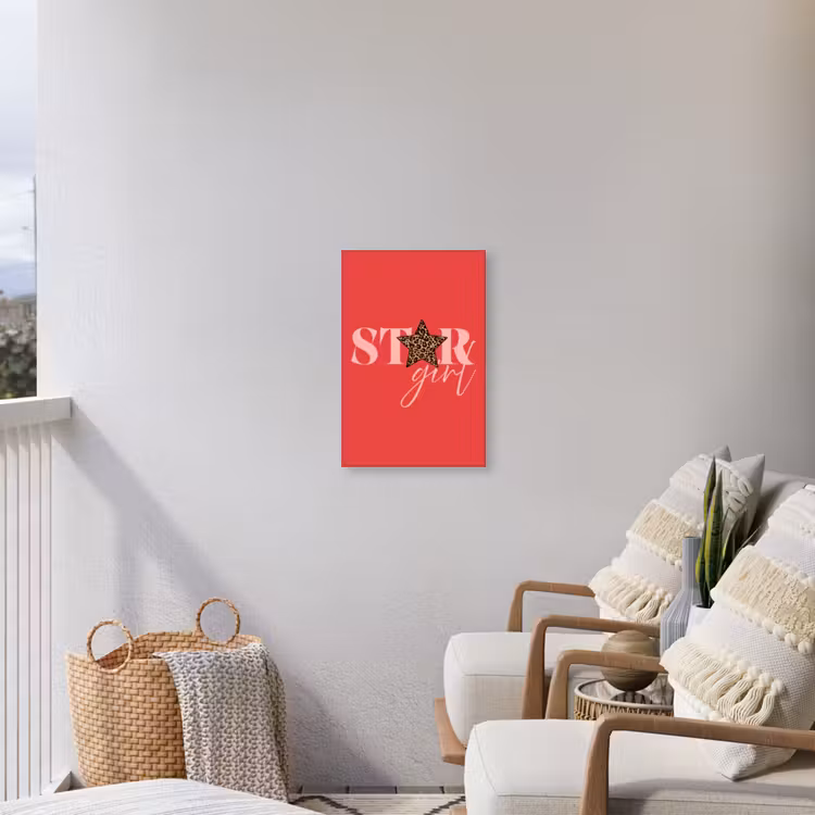 Star girl - Rood - Panter - Ster Tuinposter op houten frame 2 cm dik klein -sfeer1