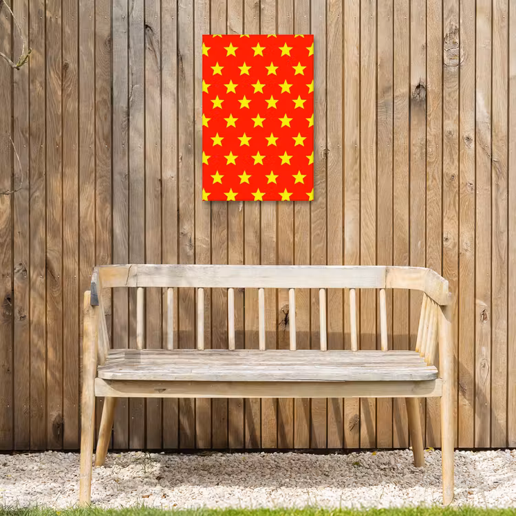 Ster - Patroon - Geel Tuinposter op houten frame 2 cm dik klein 841 -sfeer4