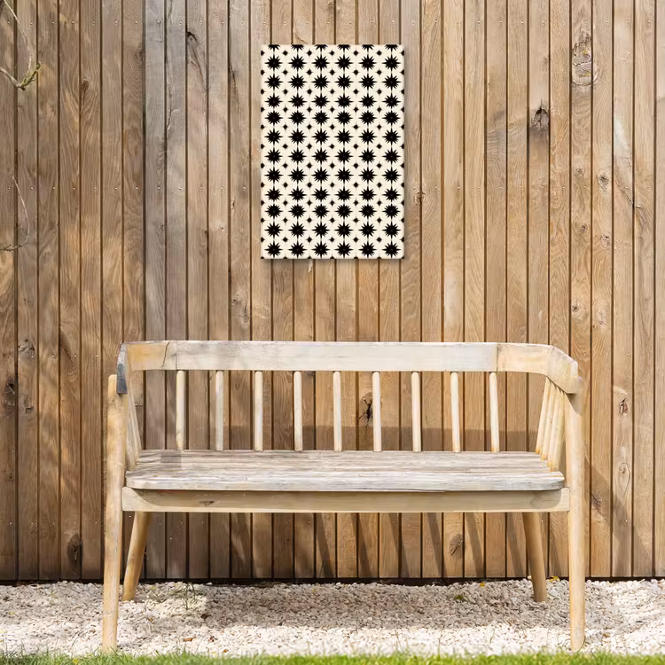 Stervormen - Geometrisch - Zwart Tuinposter op houten frame 2 cm dik klein 841 -sfeer4