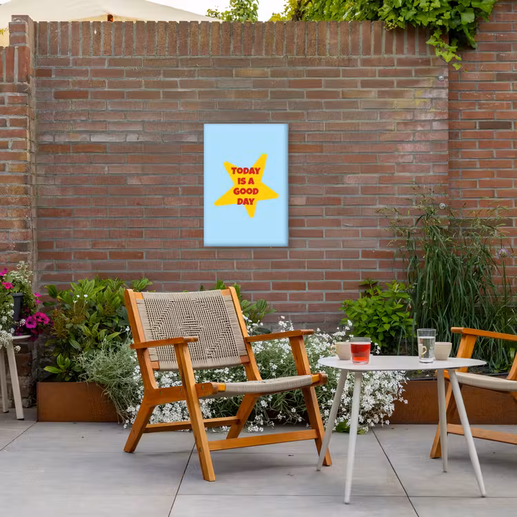 Ster - Today is a good day - Blauw Tuinposter op houten frame 2 cm dik klein -sfeer3