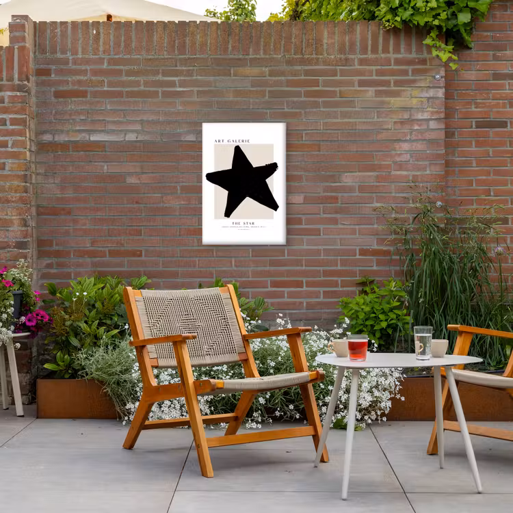 Sterren - Zwart - Kerstmis - Feestdagen Tuinposter op houten frame 2 cm dik klein -sfeer3