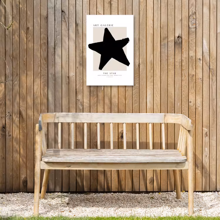 Sterren - Zwart - Kerstmis - Feestdagen Tuinposter op houten frame 2 cm dik klein -sfeer4