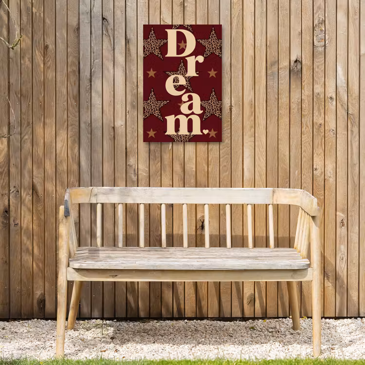 Sterren - Luipaardprint - Dream - Bordeaux Tuinposter op houten frame 2 cm dik klein -sfeer4