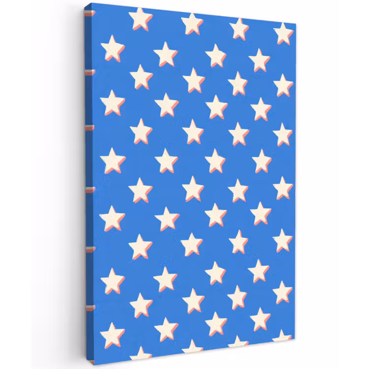 Sterren - Patroon - Blauw Tuinposter op houten frame 2 cm dik klein 841 -3d