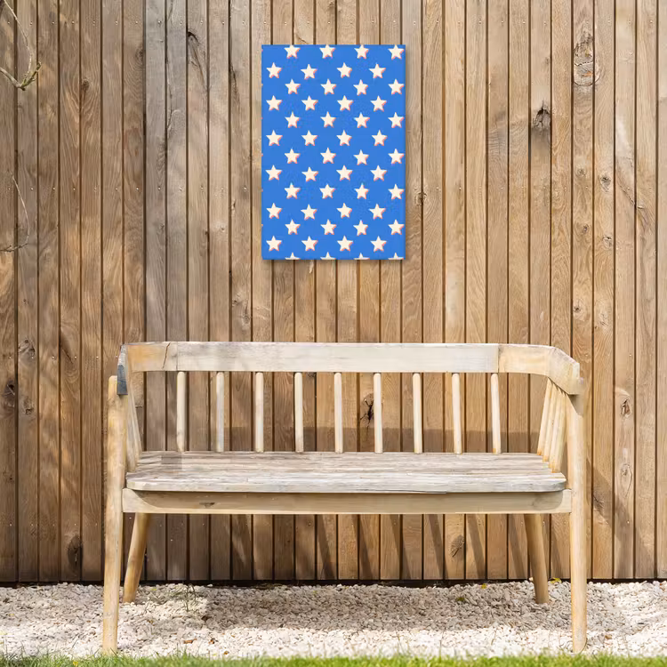 Sterren - Patroon - Blauw Tuinposter op houten frame 2 cm dik klein 841 -sfeer4