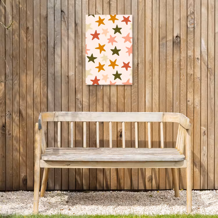 Sterren - Patroon - Kleurrijk Tuinposter op houten frame 2 cm dik klein 841 -sfeer4